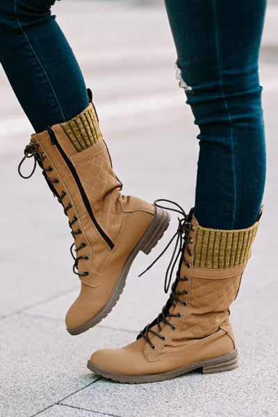 Colorblock Lace-Up Booties