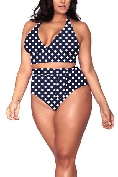 Polka Dot Halter Swimdress. Blog Post: plus size swimwear #plussizeswimwear  #fatkini, www.cur…