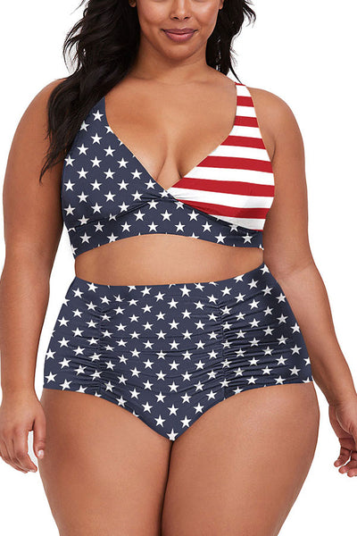 Plus size american sales flag bikini