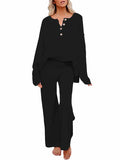 LC622317-2-S, LC622317-2-M, LC622317-2-L, LC622317-2-XL, Black Women's 2 Piece Outfit Set