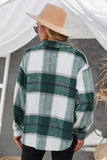 Womens Long Sleeve Plaid Shirts Flannel Lapel Button Down Shacket Jacket Coats