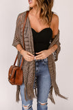 LC2541328-17, Brown Loose Knitwear Kimono with Slits