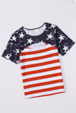 LC25215545-2-S, LC25215545-2-M, LC25215545-2-L, LC25215545-2-XL, LC25215545-2-2XL, Black Contrast American Flag Cutout T-Shirt