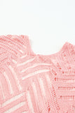 LC2541328-10, Pink Loose Knitwear Kimono with Slits