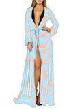 Long Sleeve Sheer Mesh Maxi Beach Cover Up For Women