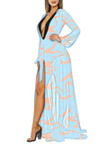 Long Sleeve Sheer Mesh Maxi Beach Cover Up For Women