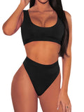 Women's Crop Top High Waisted Set Cheeky High Cut Swimsuit Bathing Suit