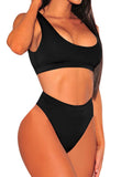 Women's Crop Top High Waisted Set Cheeky High Cut Swimsuit Bathing Suit