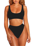 Women's Crop Top High Waisted Set Cheeky High Cut Swimsuit Bathing Suit