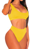 Women's Crop Top High Waisted Set Cheeky High Cut Swimsuit Bathing Suit