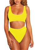 Women's Crop Top High Waisted Set Cheeky High Cut Swimsuit Bathing Suit