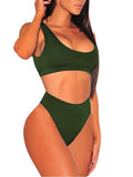 Women's Crop Top High Waisted Set Cheeky High Cut Swimsuit Bathing Suit