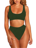 Women's Crop Top High Waisted Set Cheeky High Cut Swimsuit Bathing Suit