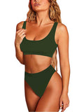 Women's Crop Top High Waisted Set Cheeky High Cut Swimsuit Bathing Suit