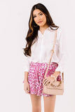 LC731280-6-S, LC731280-6-M, LC731280-6-L, LC731280-6-XL, Rose Leopard Print Flutter Casual Shorts