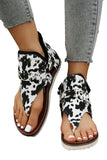 Women's Vintage Rivet Zipper Back Gladiator Sandals Animal Print Flip Flops