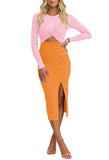 LC6115817-14-S, LC6115817-14-M, LC6115817-14-L, LC6115817-14-XL, Orange dress