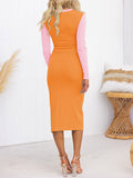 LC6115817-14-S, LC6115817-14-M, LC6115817-14-L, LC6115817-14-XL, Orange dress