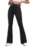 LC265202-2-S, LC265202-2-M, LC265202-2-L, Black High Waist Tummy Control Flared Sports Pants