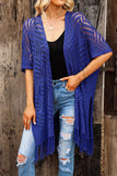 LC2541328-5, Blue Loose Knitwear Kimono with Slits