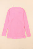 LC2541899-10-S, LC2541899-10-M, LC2541899-10-L, LC2541899-10-XL, Pink Waffle Knit Dropped Shoulder Cardigan