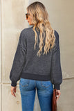 LC2722915-2-S, LC2722915-2-M, LC2722915-2-L, LC2722915-2-XL, LC2722915-2-2XL, Black Heathered Knit Drop Shoulder Puff Sleeve Sweater