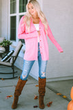 LC2541899-10-S, LC2541899-10-M, LC2541899-10-L, LC2541899-10-XL, Pink Waffle Knit Dropped Shoulder Cardigan