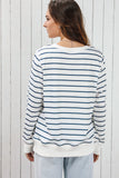 LC25122022-19-S, LC25122022-19-M, LC25122022-19-L, LC25122022-19-XL, Striped Print Ribbed Trim Long Sleeve Top