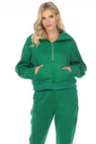 LC2611530-9-S, LC2611530-9-M, LC2611530-9-L, LC2611530-9-XL, LC2611530-9-2XL, Green Half Zip Sweatshirt and Sweatpants Sports Set