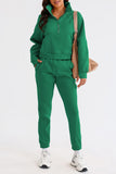 LC2611530-9-S, LC2611530-9-M, LC2611530-9-L, LC2611530-9-XL, LC2611530-9-2XL, Green Half Zip Sweatshirt and Sweatpants Sports Set