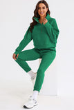 LC2611530-9-S, LC2611530-9-M, LC2611530-9-L, LC2611530-9-XL, LC2611530-9-2XL, Green Half Zip Sweatshirt and Sweatpants Sports Set