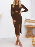 LC6115817-3017-S, LC6115817-3017-M, LC6115817-3017-L, LC6115817-3017-XL, Chocolate dress