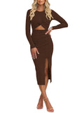 LC6115817-3017-S, LC6115817-3017-M, LC6115817-3017-L, LC6115817-3017-XL, Chocolate dress