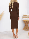 LC6115817-3017-S, LC6115817-3017-M, LC6115817-3017-L, LC6115817-3017-XL, Chocolate dress