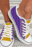 Women's Purple and Yellow Color Block Lace Up Sneakers