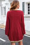 LC2711139-3-S, LC2711139-3-M, LC2711139-3-L, LC2711139-3-XL, LC2711139-3-2XL, Red Contrast Solid Drop Shoulder Cardigan