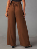 LC7712374-1017-S, LC7712374-1017-M, LC7712374-1017-L, LC7712374-1017-XL, Chestnut POCKETED WIDE LEG PANTS 