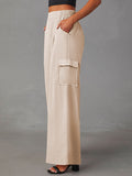 LC7712374-4015-S, LC7712374-4015-M, LC7712374-4015-L, LC7712374-4015-XL, Ivory POCKETED WIDE LEG PANTS 