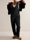 LC25214575-2-S, LC25214575-2-M, LC25214575-2-L, LC25214575-2-XL, Black Jeans-Jumpsuit