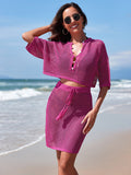 LC422135-6-S, LC422135-6-M, LC422135-6-L, LC422135-6-XL, Rose Red cover up