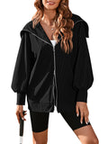 Women Long Sleeve Zipper Jackets Coat Casual Loose Fit Hoodie