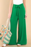 LC7712561-P109-S, LC7712561-P109-M, LC7712561-P109-L, LC7712561-P109-XL, Bright Green High Waist Loops Belted Wide Leg Pants 