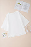 LC25224353-P1-S, LC25224353-P1-M, LC25224353-P1-L, LC25224353-P1-XL, White Colorblock Star Patched Half Sleeve Oversized Tee