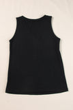 LC25611484-P2-S, LC25611484-P2-M, LC25611484-P2-XL, LC25611484-P2-L, Black Half Button V Neck Patched Pocket Tank Top