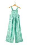 LC7721056-P2209-S, LC7721056-P2209-M, LC7721056-P2209-L, LC7721056-P2209-XL, Moonlight Jade Printed Bib Wide Leg Overalls