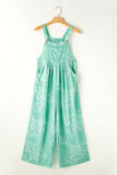 LC7721056-P2209-S, LC7721056-P2209-M, LC7721056-P2209-L, LC7721056-P2209-XL, Moonlight Jade Printed Bib Wide Leg Overalls