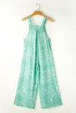 LC7721056-P2209-S, LC7721056-P2209-M, LC7721056-P2209-L, LC7721056-P2209-XL, Moonlight Jade Printed Bib Wide Leg Overalls