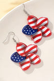 BH013713-P3, Fiery Red American Flag Printed Flower Shape Hook Earrings