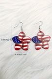 BH013713-P3, Fiery Red American Flag Printed Flower Shape Hook Earrings