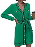 LC273739-9-S, LC273739-9-M, LC273739-9-L, LC273739-9-XL, Green Sweater Dresses